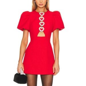 Diamond hearts puff sleeves mini dress size Medium
